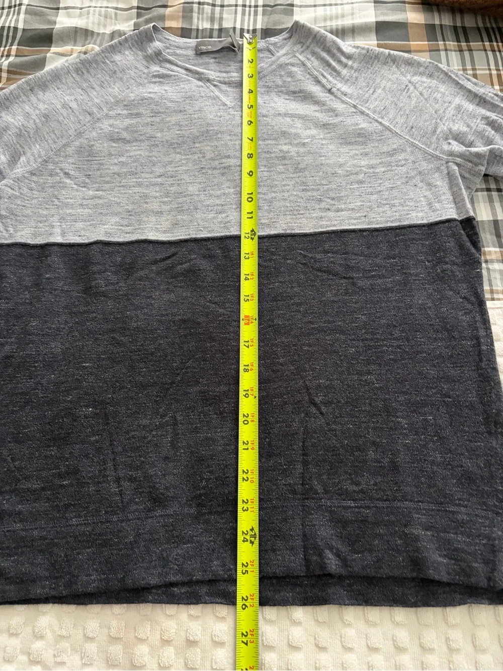 Vince Two-Tone Gray and Charcoal Crewneck Sweater